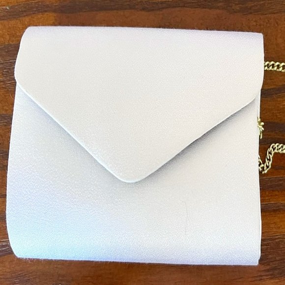 Vintage KF ltd Satin Envelope Purse w/ chain strap in White - Picture 1 of 4